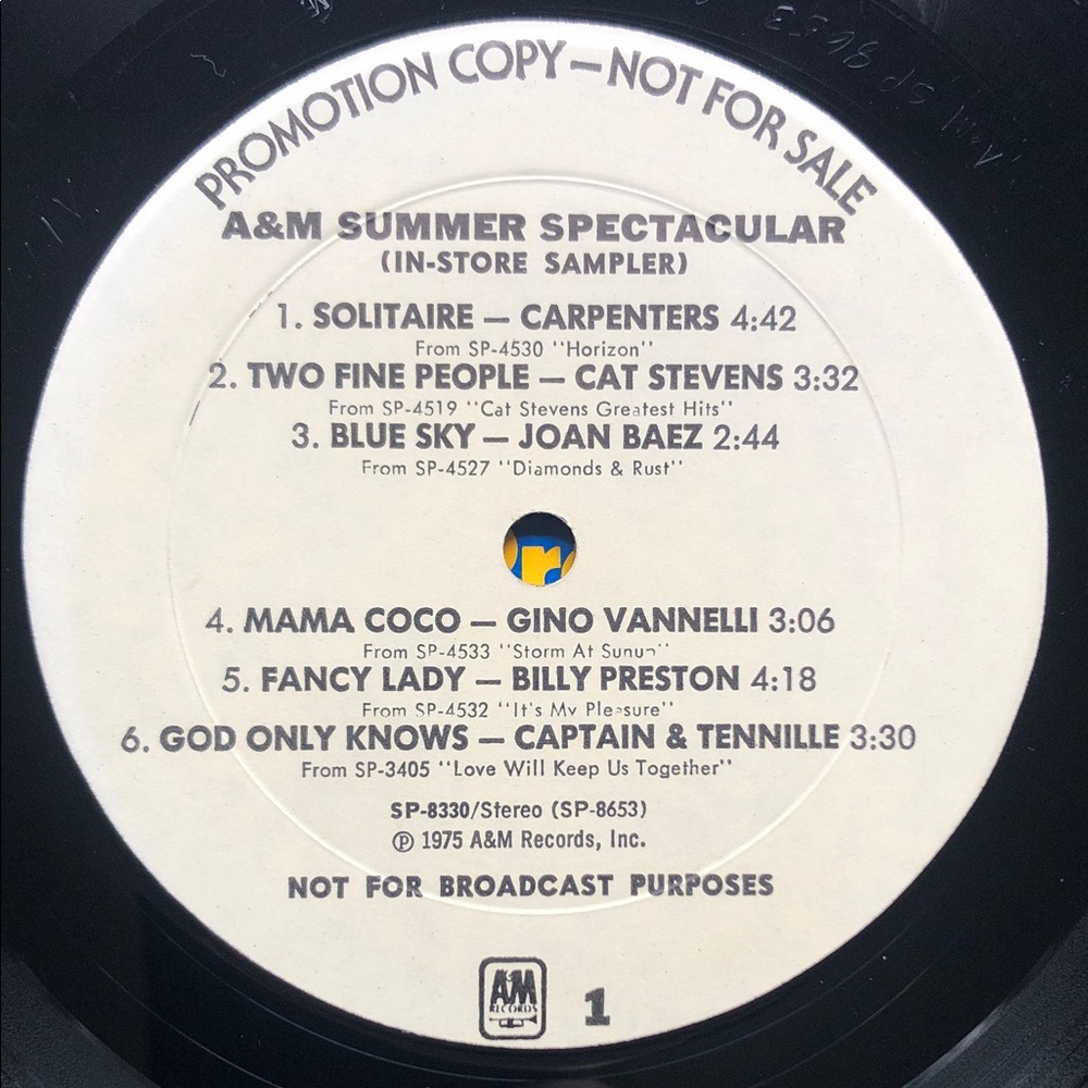 Various Artists Promotional Vinyl Lp Record Album A&M Summer Spectacular ‘75